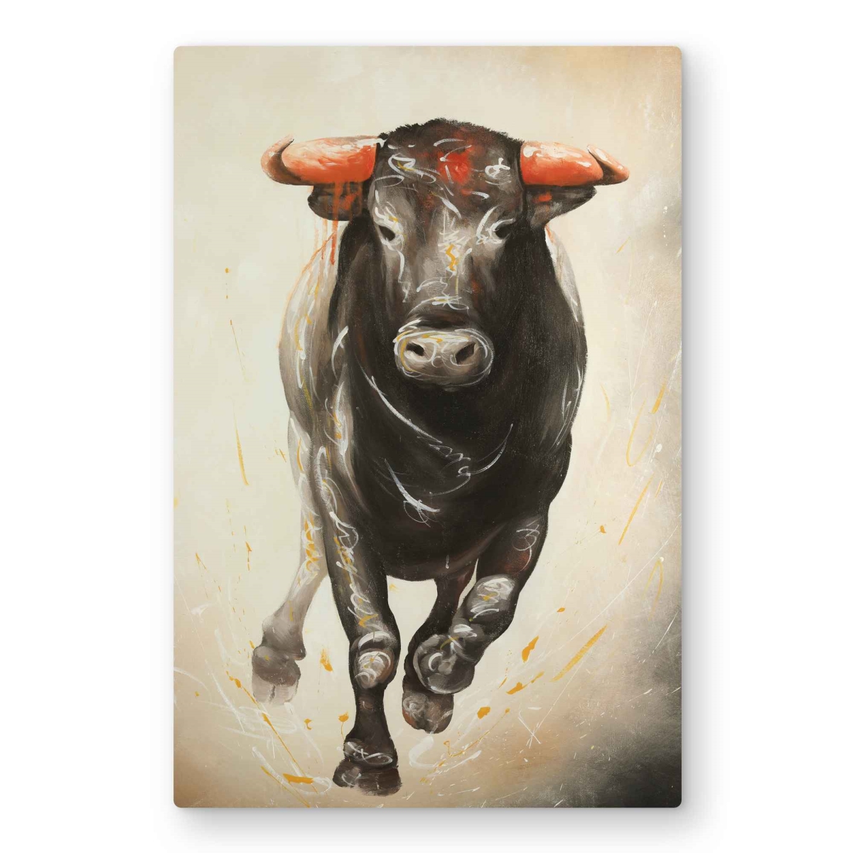 C1MP2030WM7LNE 20 x 30 in. Bull Running - Man Cave Western Metal Print Wall Art - Home Decor