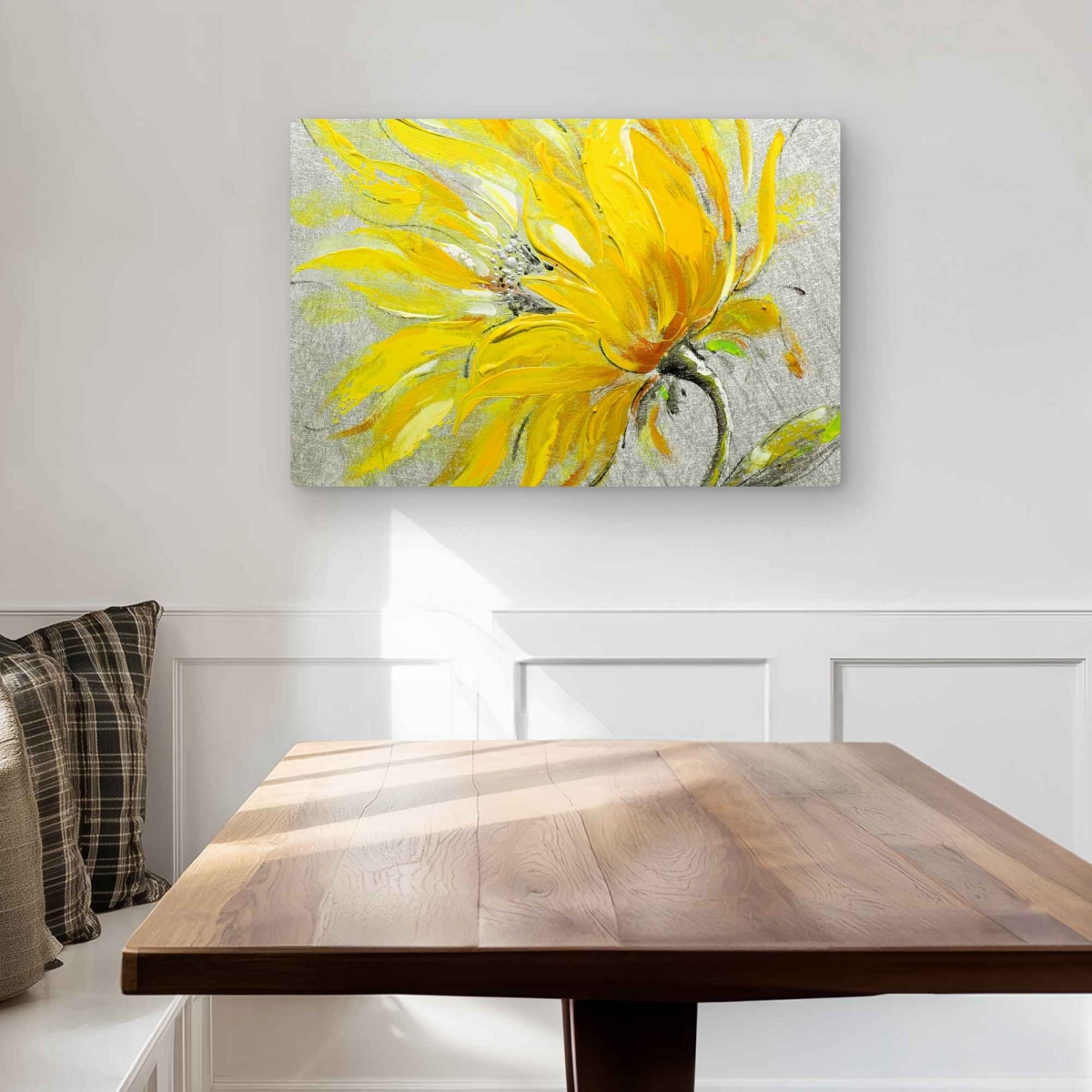 C1MP203077NXZ7 20 x 30 in. Yellow Flower - Gray Contemporary Metal Print Wall Art for Home Decor