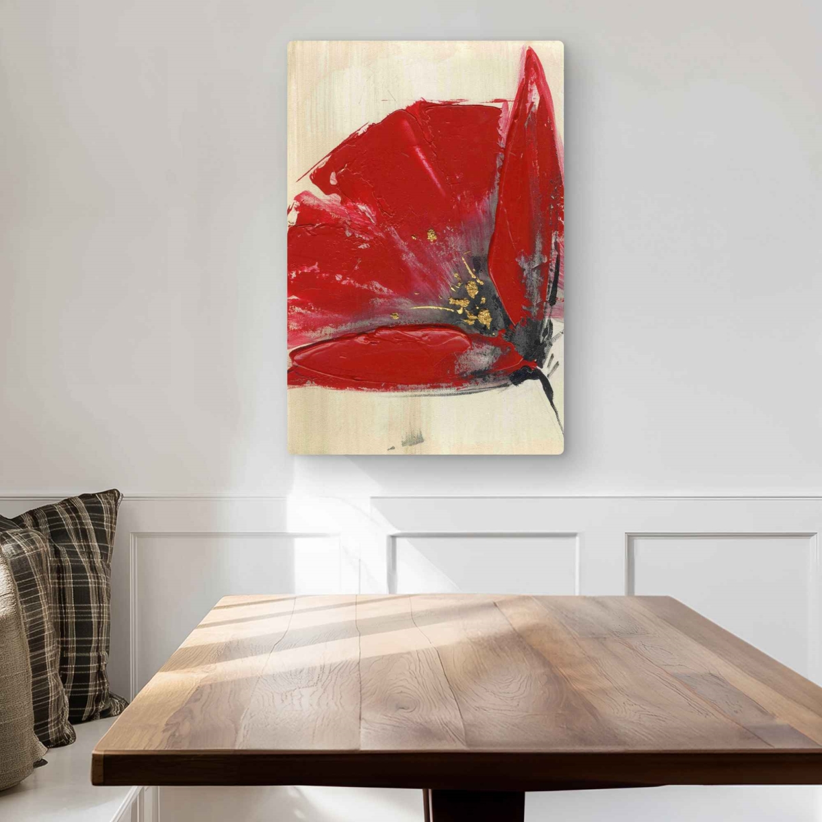 C1MP20307SKN8W 20 x 30 in. Three Red Flowers Wall Art - Contemporary Red Metal Print