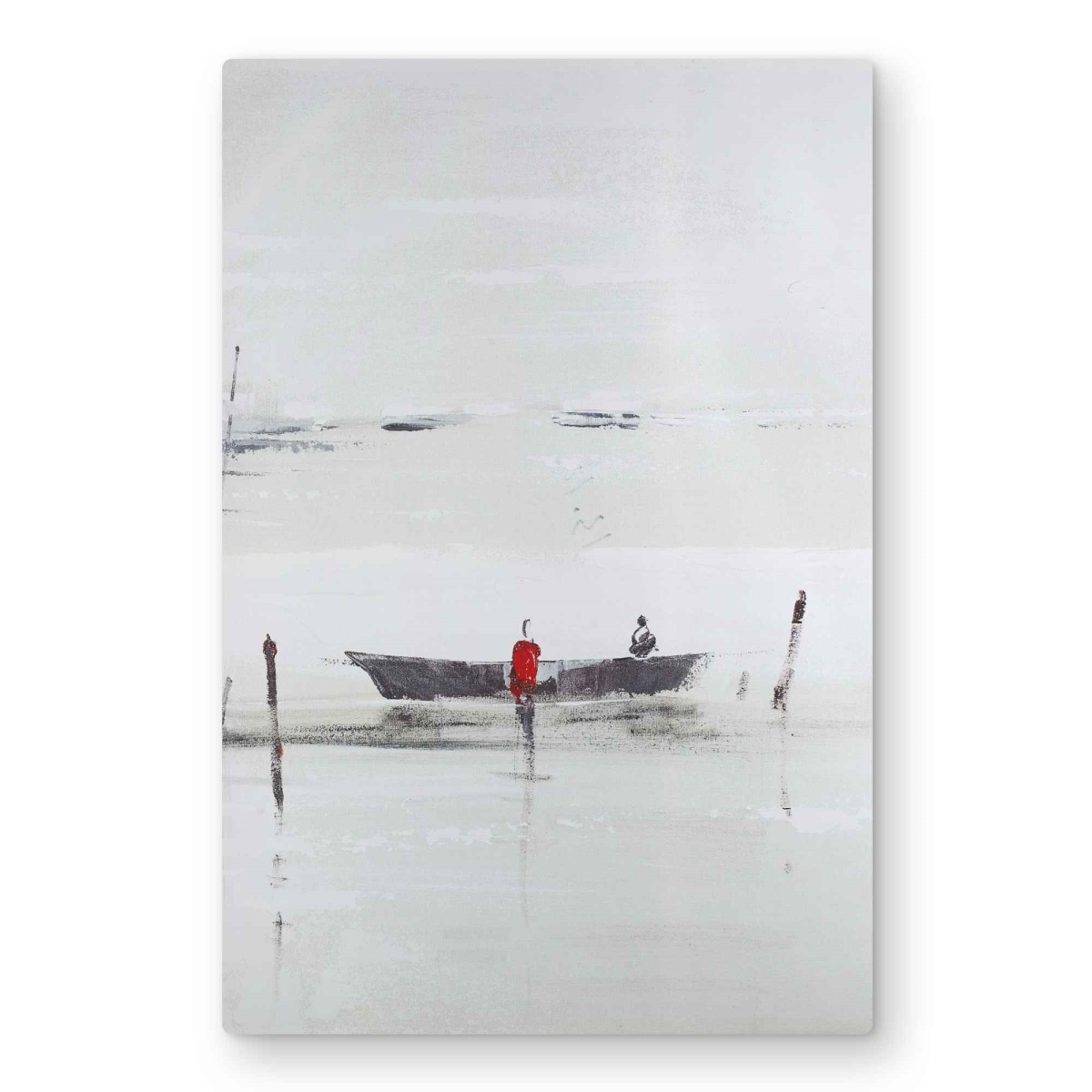 C1MP20304FELBA Minimalist Boat on the Lake - Metal Print Wall Art for Home Decor - 20 x 30 in.