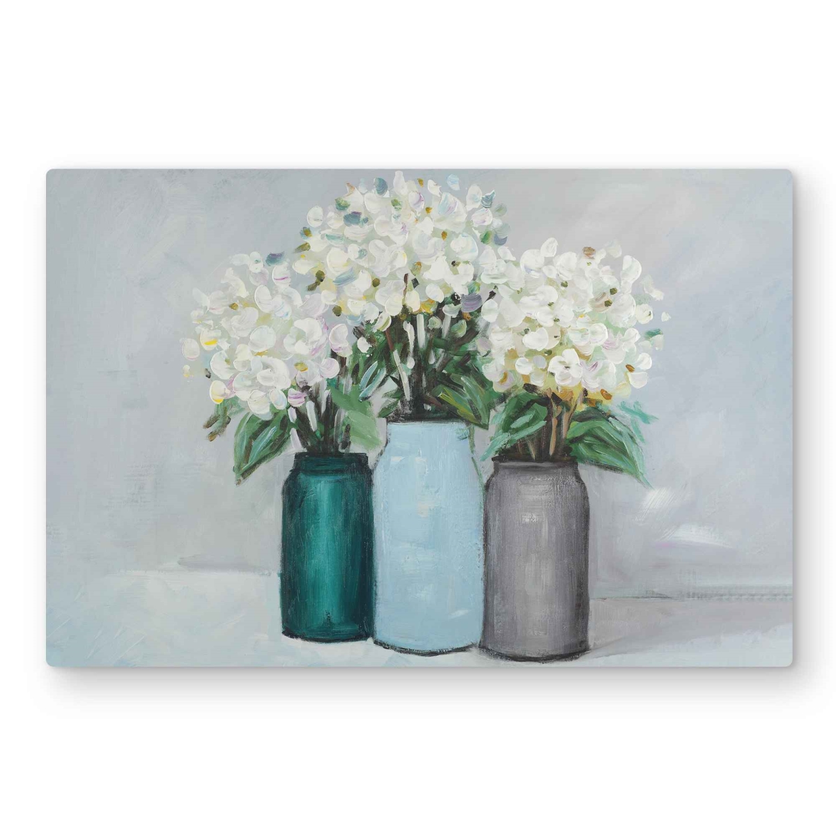 C1MP2030CNJM2X 20 x 30 in. Hydrangea Flowers In Blue Vases Wall Art - Gray Bedroom Metal Print