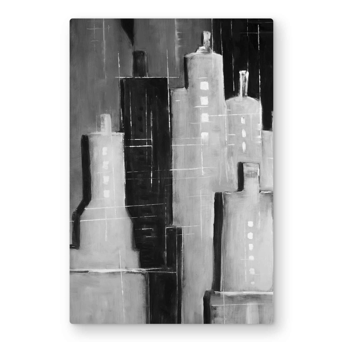 C1MP2030D2D5JN 20 x 30 in. Abstract Black & White Cityscape Wall Art - Metal Print Decor