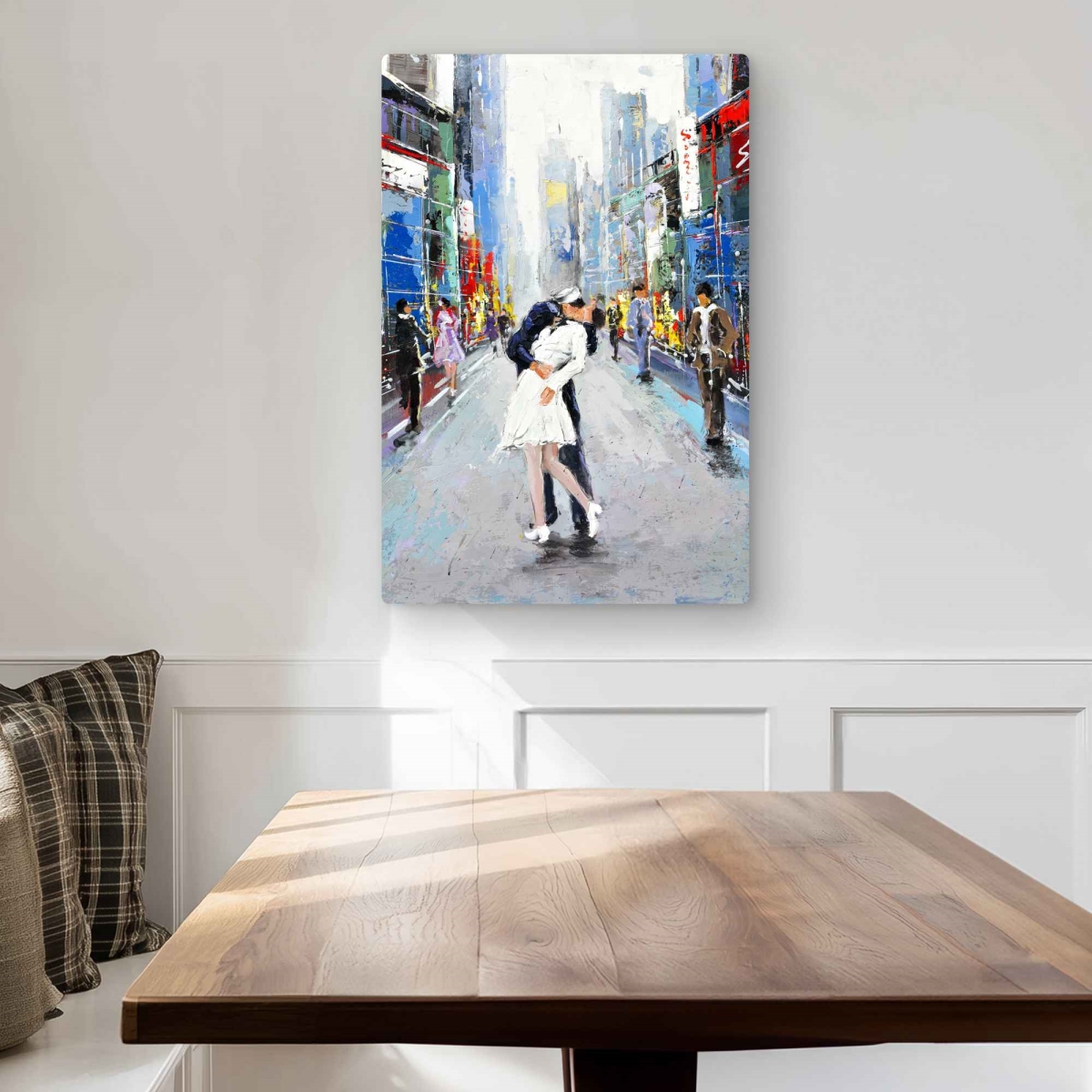 C1MP20308ZGO6K 20 x 30 in. Kiss of Times Square Wall Art - Blue Cities Metal Print
