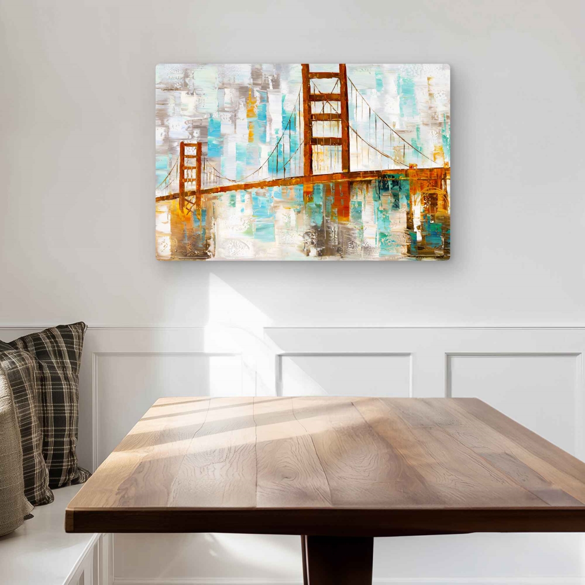 C1MP2030GFHA7P 20 x 30 in. Golden Gate with Turquoise Paint Spots Wall Art - Metal Print Decor