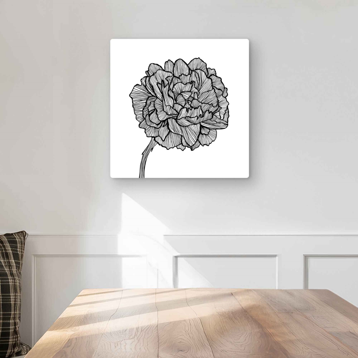C1MP16160RAAD3 16 x 16 in. Peony Line - Black Metal Floral Print Wall Art for Home Decor