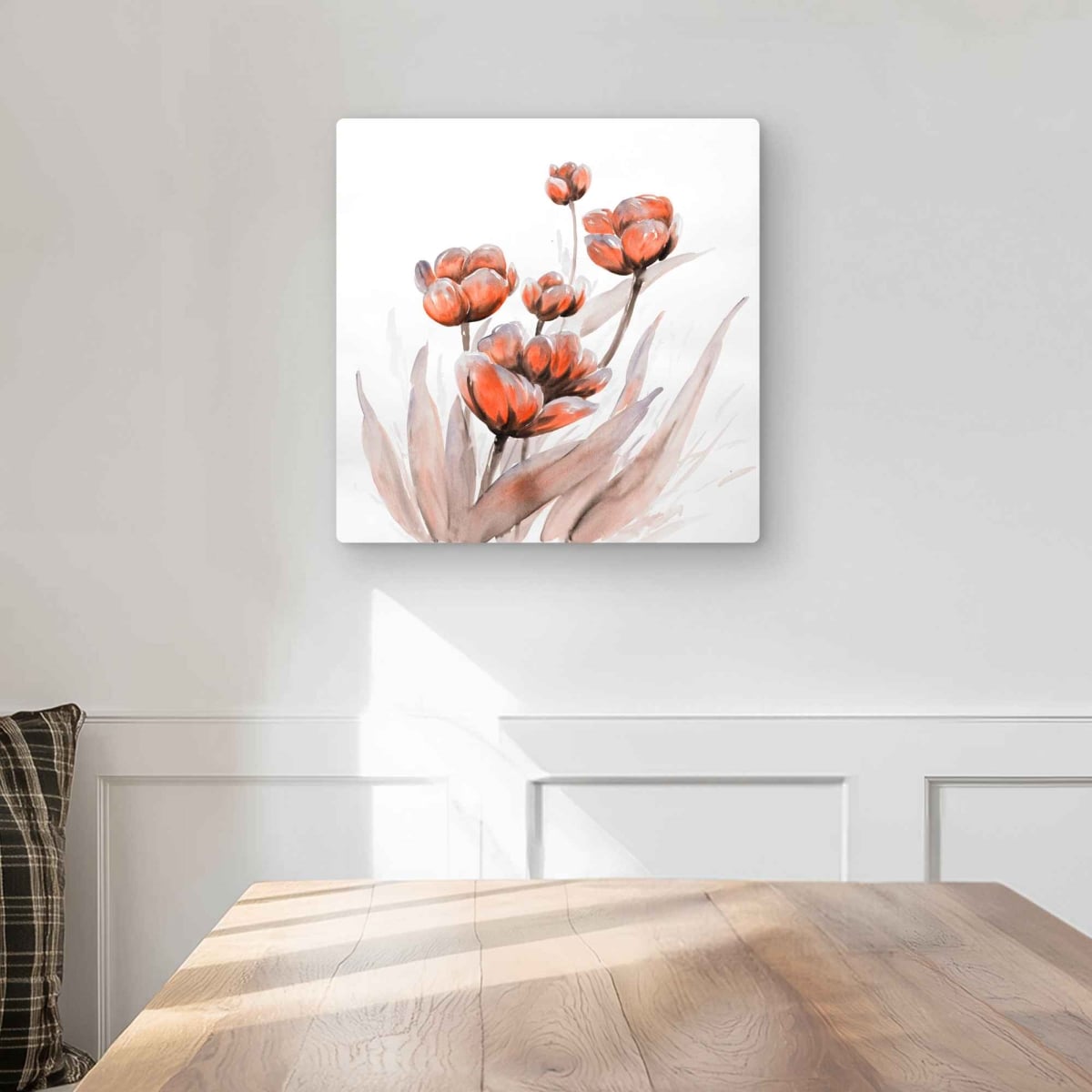 C1MP161612588O 16 x 16 in. Watercolor Wild Flowers - Red Metal Print Wall Art for Home Decor