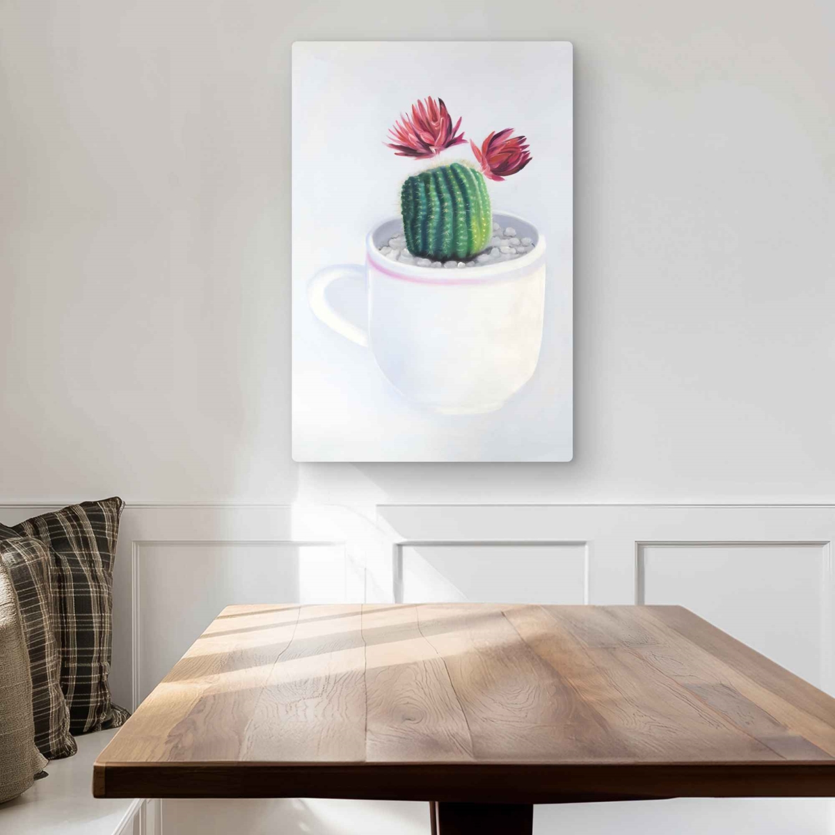 C1MP2030GX56ST 20 x 30 in. Mini Cactus In A Cup Wall Art - Pink Floral Metal Print