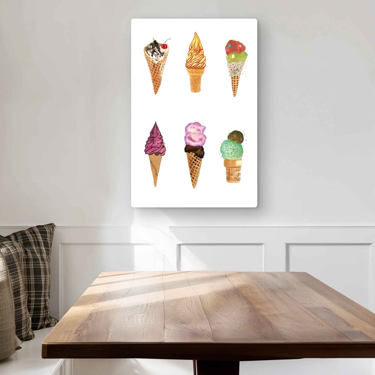 C1MP2030H9I5I3 20 x 30 in. Ice Cream Cones - Yellow Children Art Metal Print Wall Art - Decor