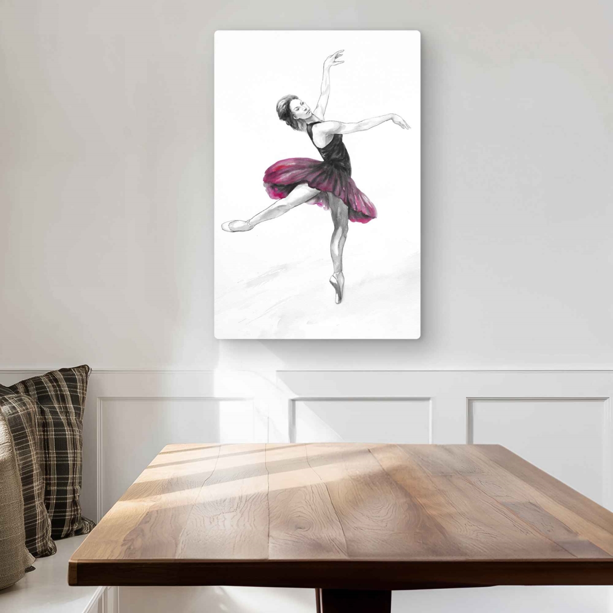 C1MP2030MTXAXZ 20 x 30 in. Small Pink Ballerina Metal Print Wall Art - Illustrative Woman Decor