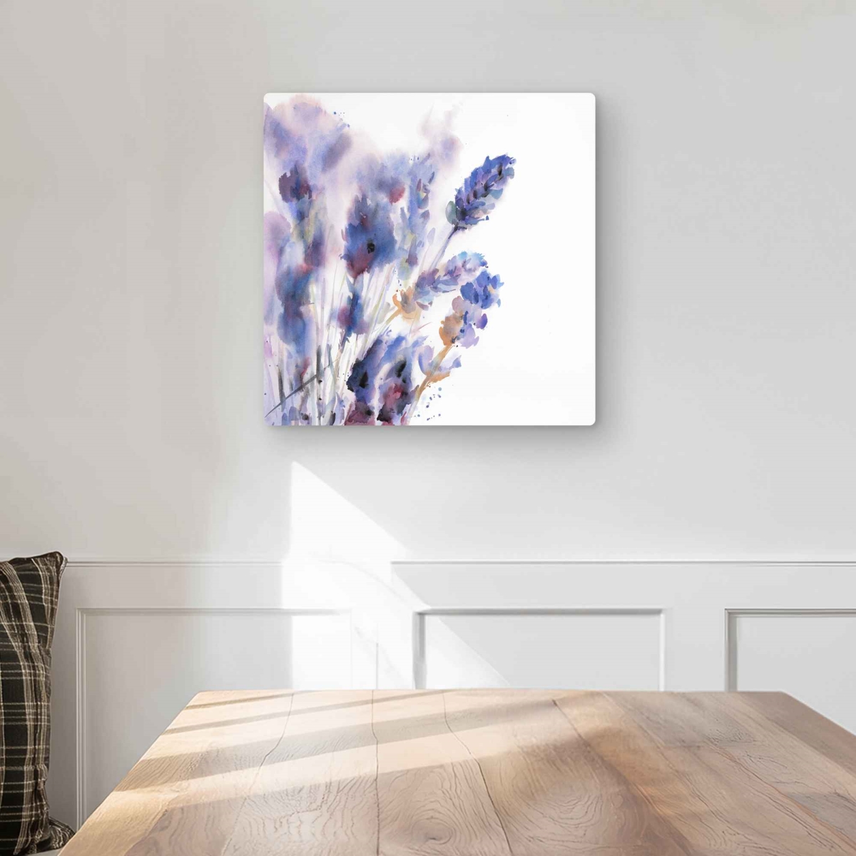 C1MP1616581L1K 16 x 16 in. Watercolor Lavender Flowers Metal Print Wall Art - Bathroom Decor