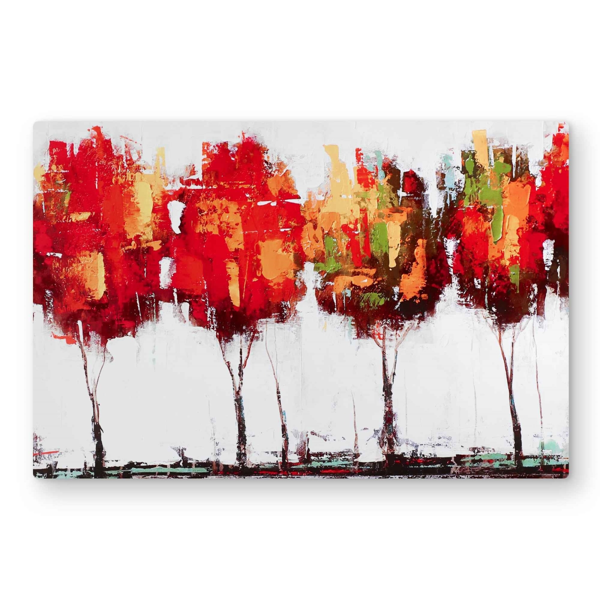 C1MP2030IOUGIA 20 x 30 in. Abstract Industrial Style Trees Wall Art - Orange Trees Metal Print