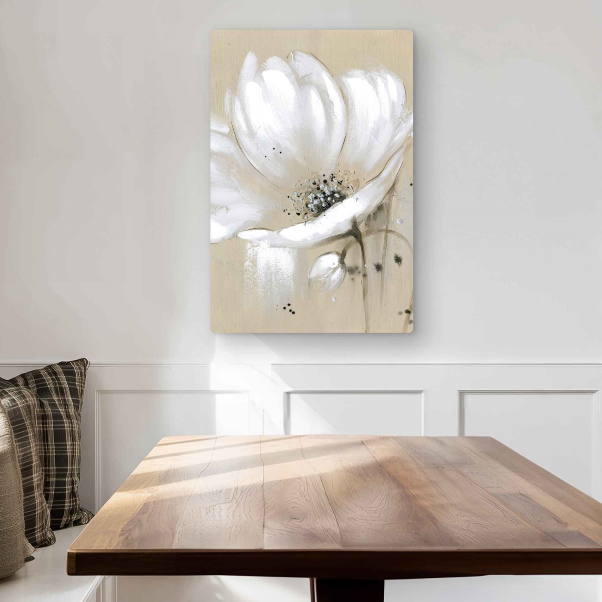 C1MP2030QDDC8Z 20 x 30 in. White Abstract Wild Flower Wall Art - Botanical Metal Print