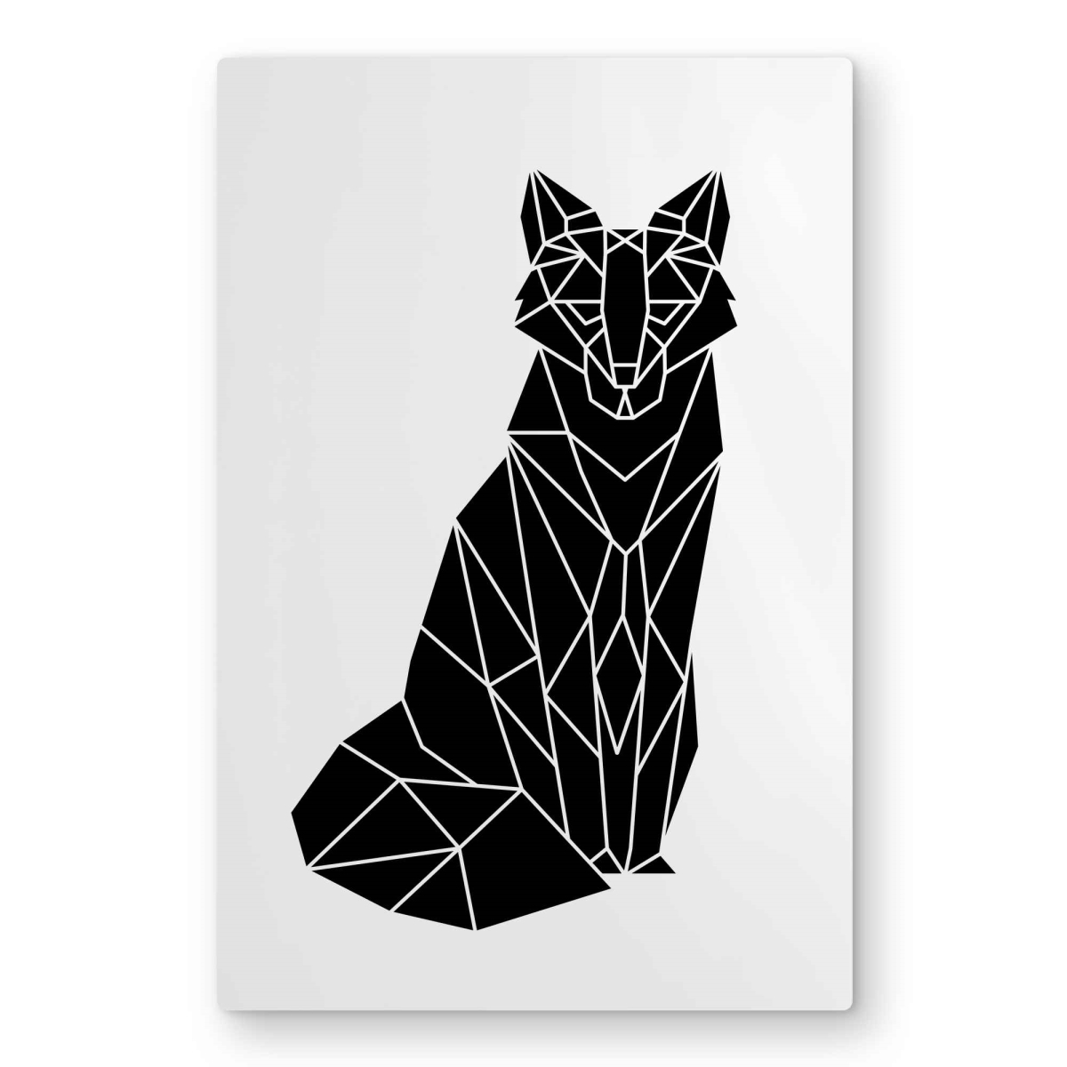 C1MP2030QIW4CU 20 x 30 in. Geometric Fox - White Office Metal Print Wall Art - Home Decor Accent