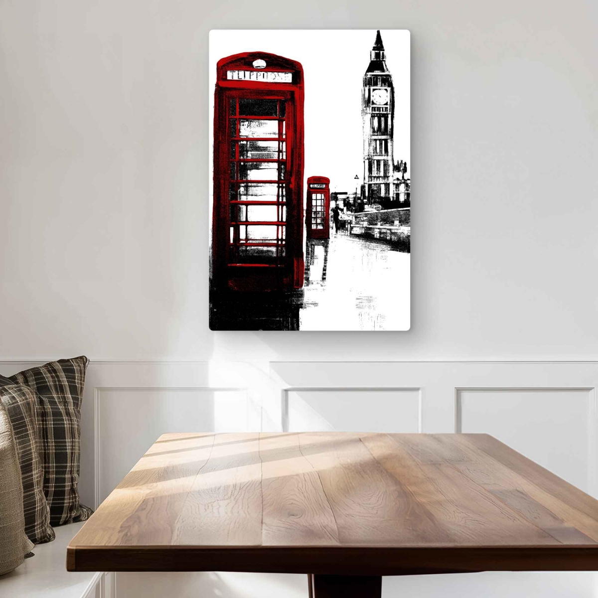 C1MP2030QPKWAU 20 x 30 in. Telephone Box & Big Ben Metal Print Wall Art - London Home Decor