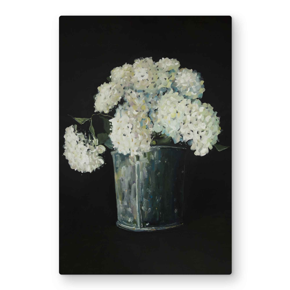 C1MP2030QQ5FWX 20 x 30 in. White Hydrangea Flowers Wall Art - Bedroom Botanical Metal Print