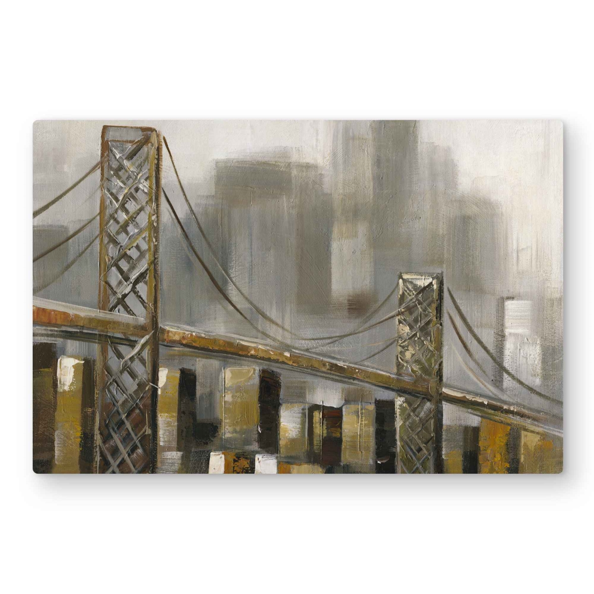 C1MP2030QTKMR9 20 x 30 in. Bridge by A Cloudy Day Wall Art - Brown Building Metal Print Decor