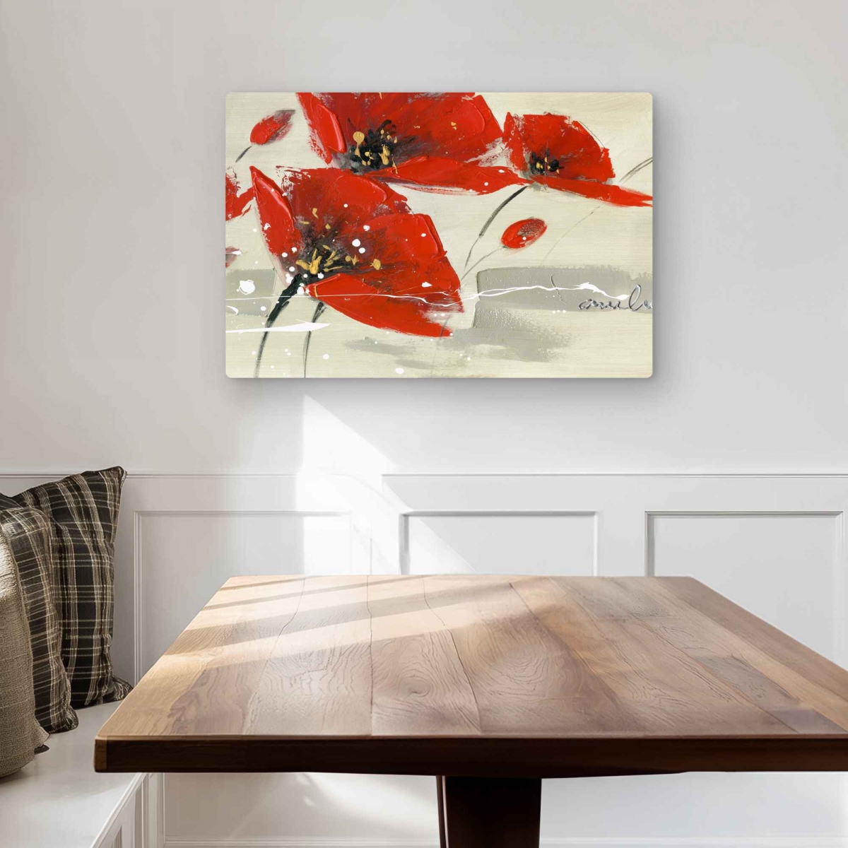C1MP2030QUUEE5 20 x 30 in. Abstract Red Flowers in the Wind - Metal Print Wall Art for Bathroom