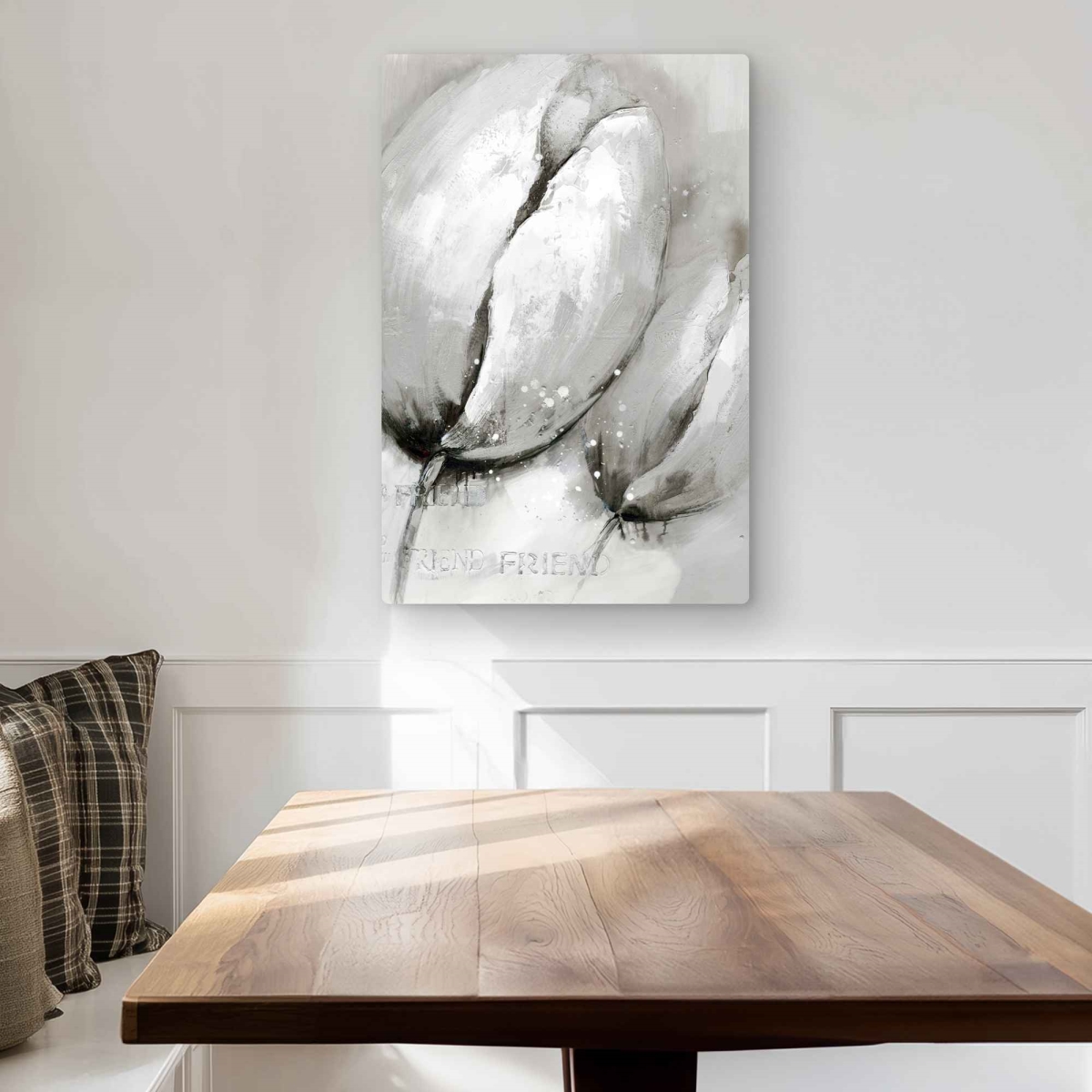 C1MP2030QXTUEZ 20 x 30 in. Contemporary Tulips - Gray Metal Print Wall Art for Home Decor