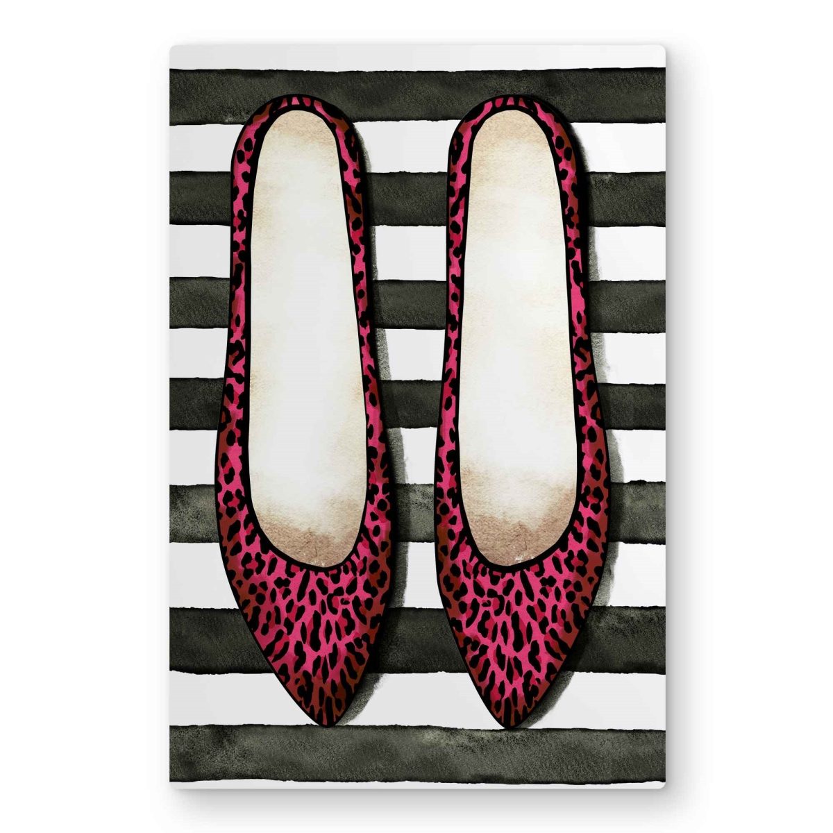 C1MP2030QZ3ISV 20 x 30 in. Leopard Pink Shoes Wall Art - Black Metal Print Home Decor for Women