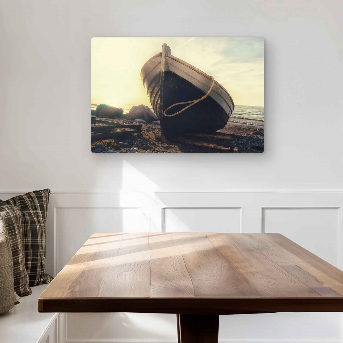 C1MP2030VRWRNN 20 x 30 in. Rowboat at the Water Edge Wall Art - Bathroom Photography Metal Print