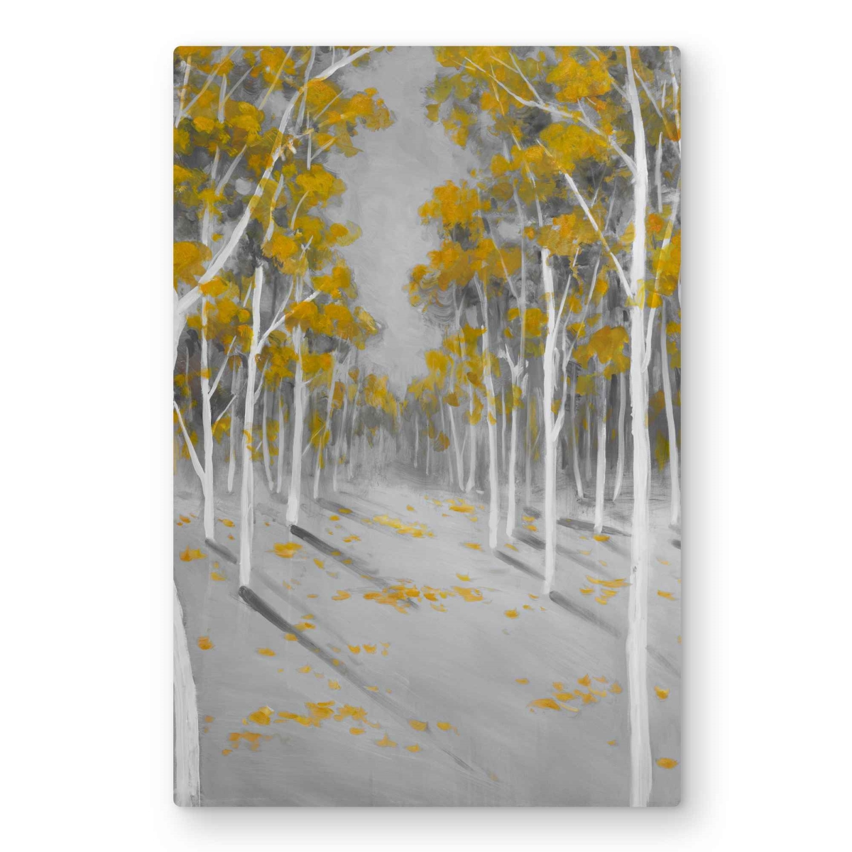 C1MP2030VUY229 20 x 30 in. Yellow Birch Forest - Gray Office Metal Print Wall Art for Home Decor
