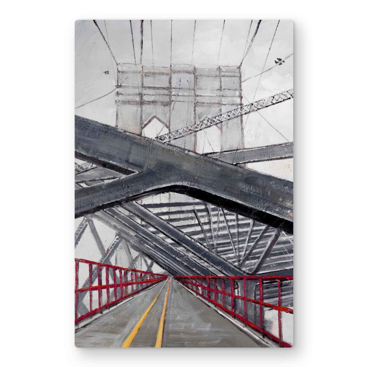 C1MP2030VZ4Z9Q 20 x 30 in. Under the Brooklyn Bridge Wall Art - Industrial Gray Metal Print