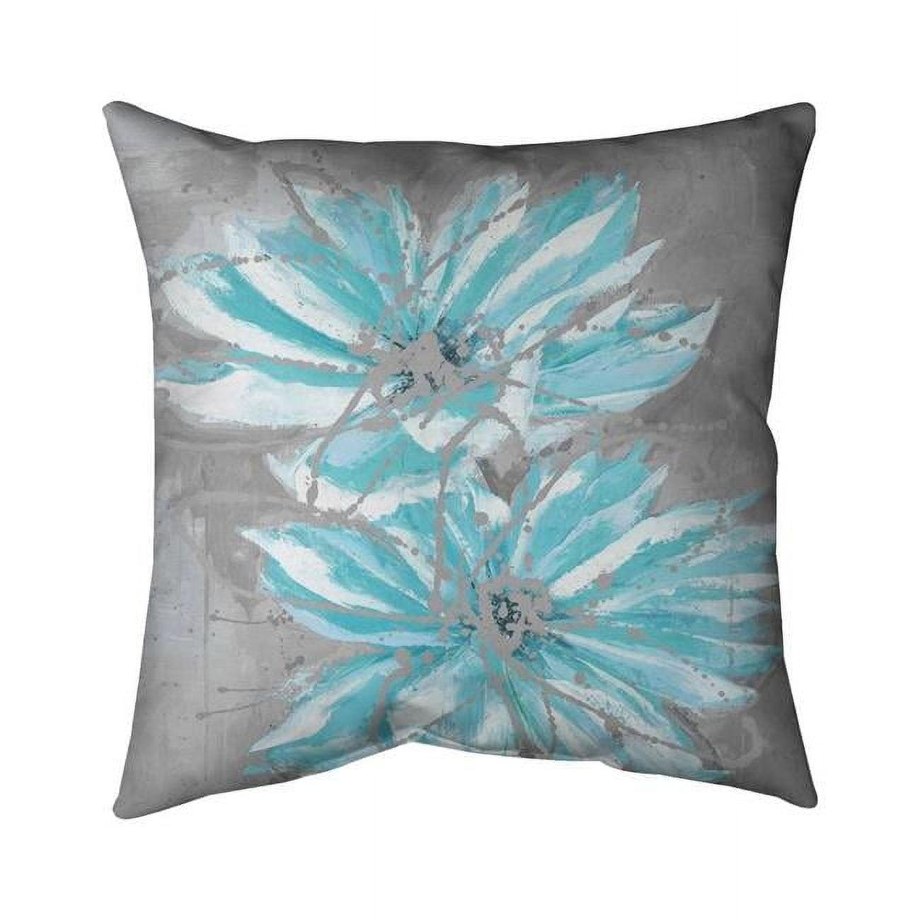 18 x 18 in. Two Little Abstract Blue Flowers-Double Sided Print Indoor Pillow