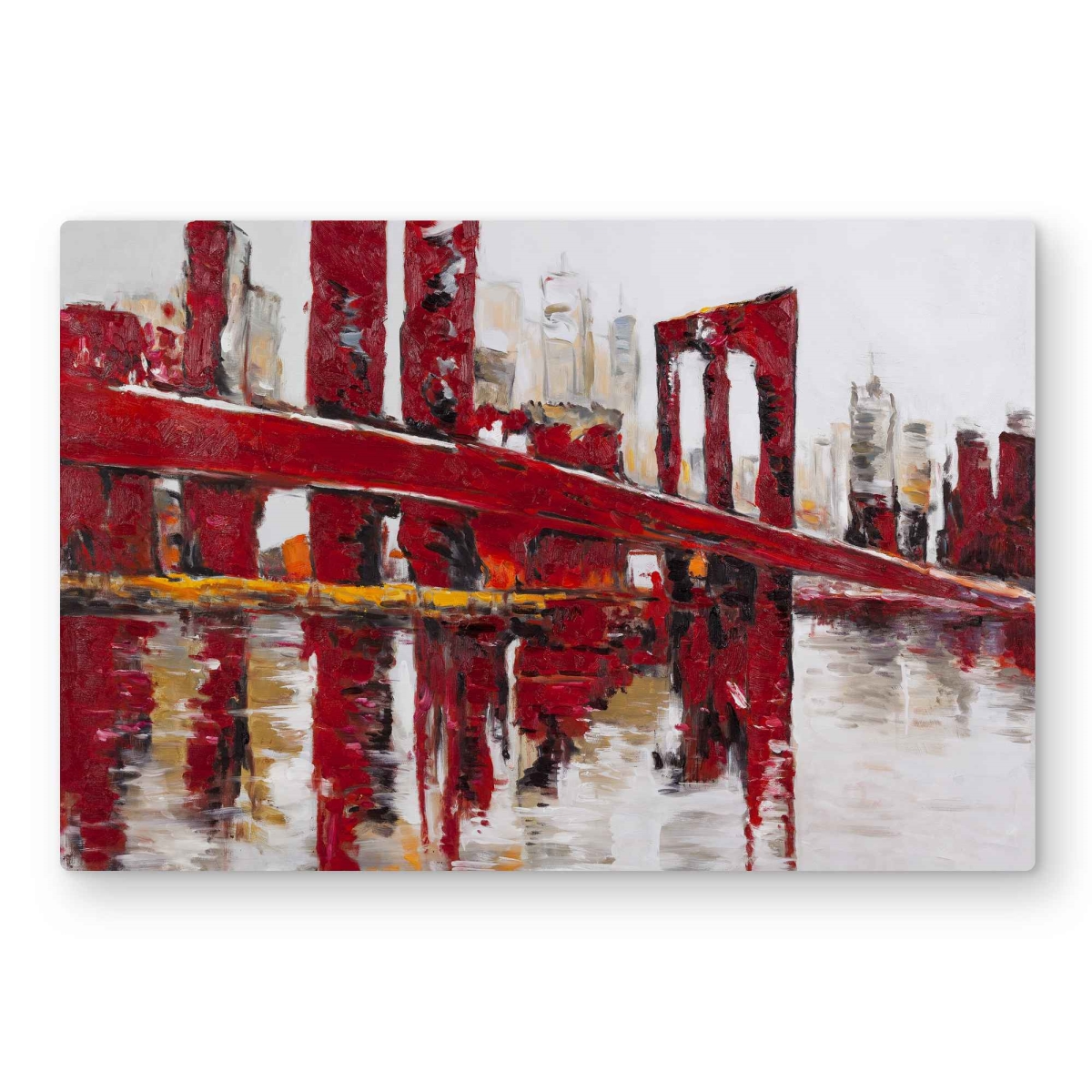C1MP2030WII571 20 x 30 in. Abstract & Industrial Red Bridge Wall Art - White Metal Print Decor
