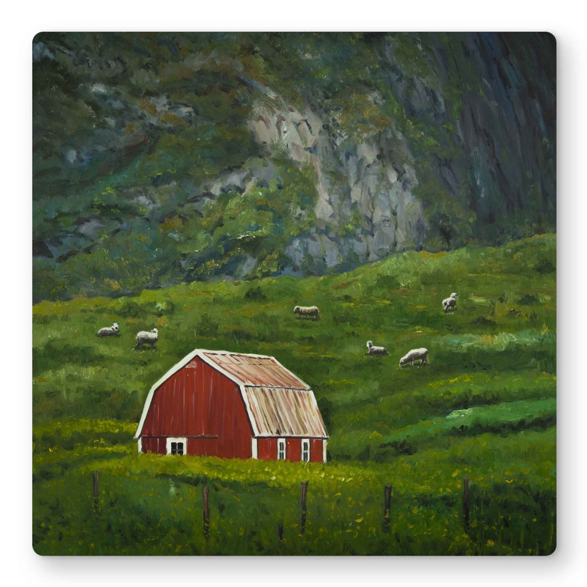 C1MP1616N5AFF2 16 x 16 in. Life in the Countryside Wall Art - Rustic Landscapes Metal Print