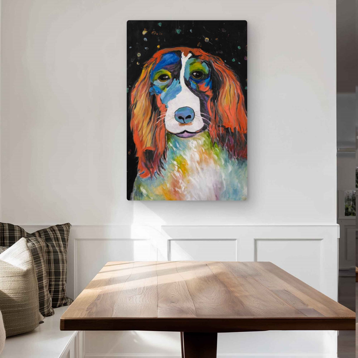 C1MP2436116H9X 24 x 36 in. Colorful Dog - Blue Metal Print Wall Art for Home Decor - Unique Art