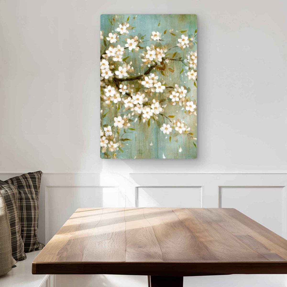 C1MP2030V1N1HX 20 x 30 in. White Cherry Blossom Wall Art - White Trees Metal Print