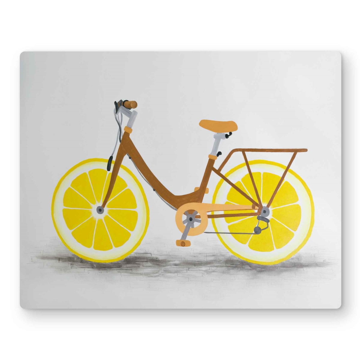 C1MP162034Y3F6 16 x 20 in. Lemon Wheel Bike - Yellow Metal Print Wall Art for Home Decor