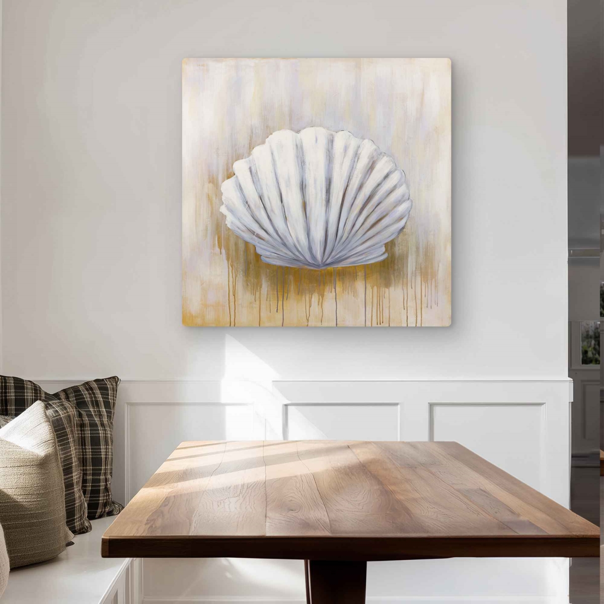 C1MP3232RDHRVP 32 x 32 in. Feston Shell - Still Life Marine Metal Print Wall Art for Home Decor