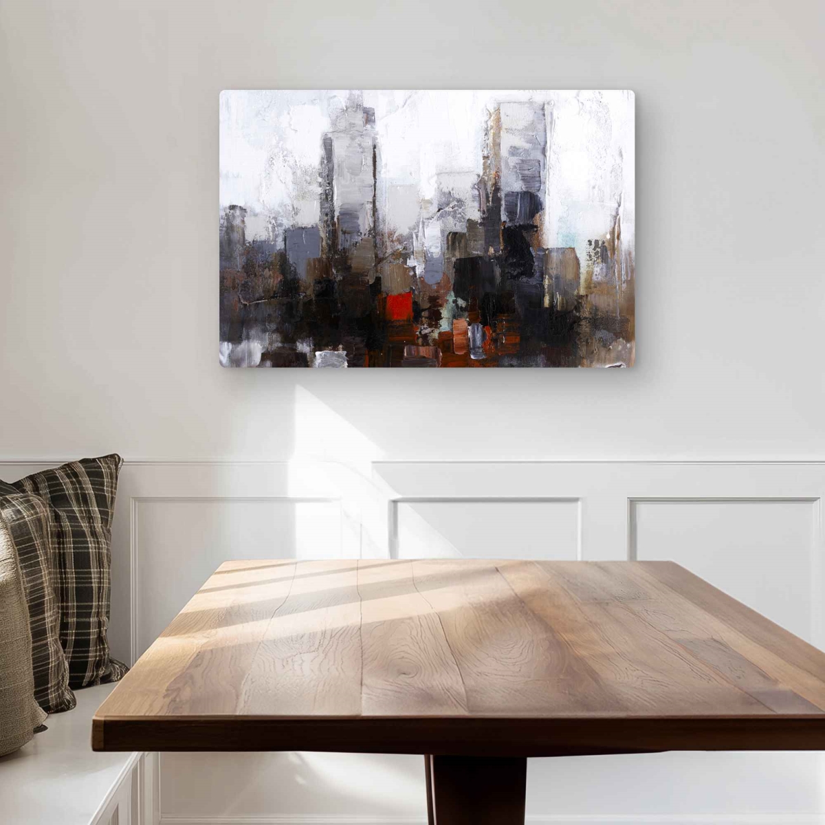 C1MP2030VOH81N 20 x 30 in. Obscure City - Beige Abstract Metal Print Wall Art for Home Decor