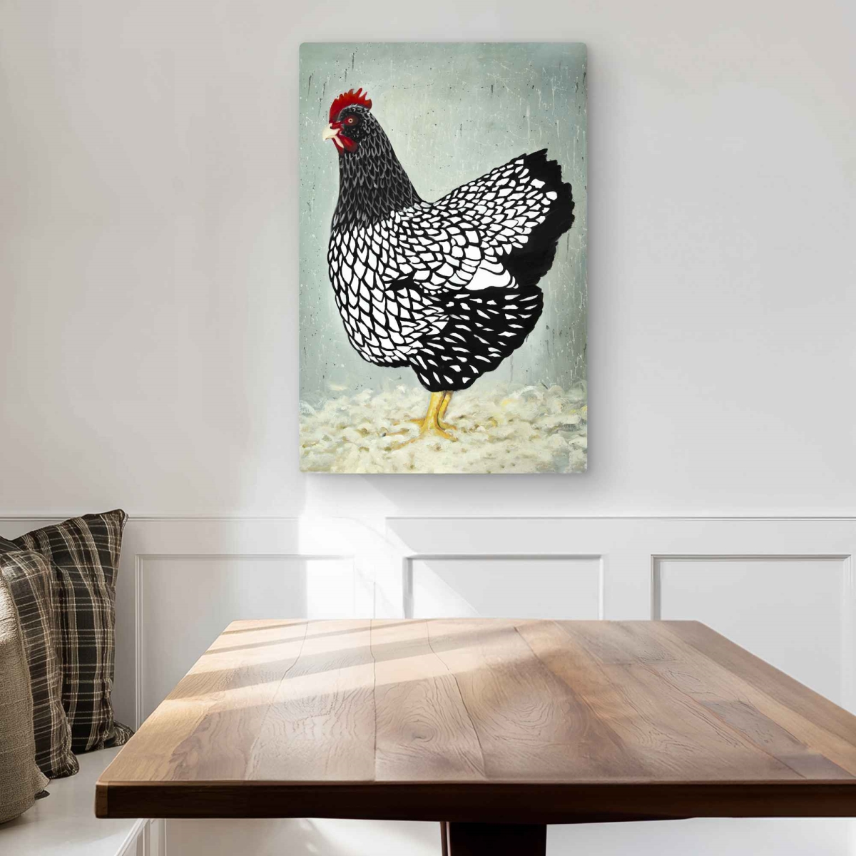 C1MP2030VS3945 20 x 30 in. Wyandotte Hen - Neo Mint Kitchen Metal Print Wall Art - Home Decor