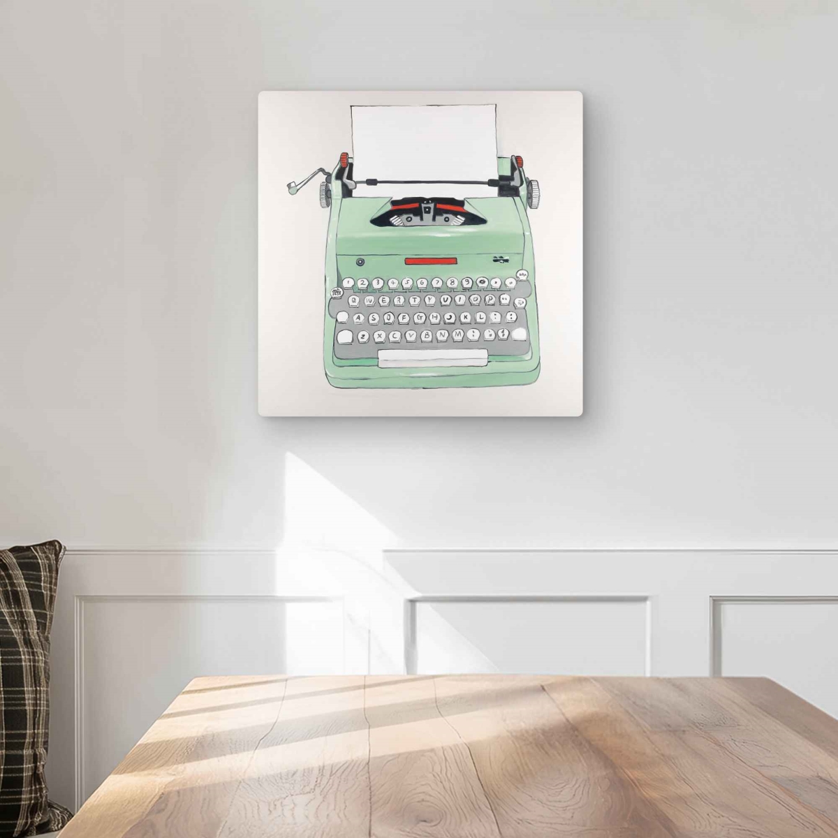 C1MP1616N50FAE 16 x 16 in. Mint Typewriter Metal Print Wall Art - Unique Office Decor for Home