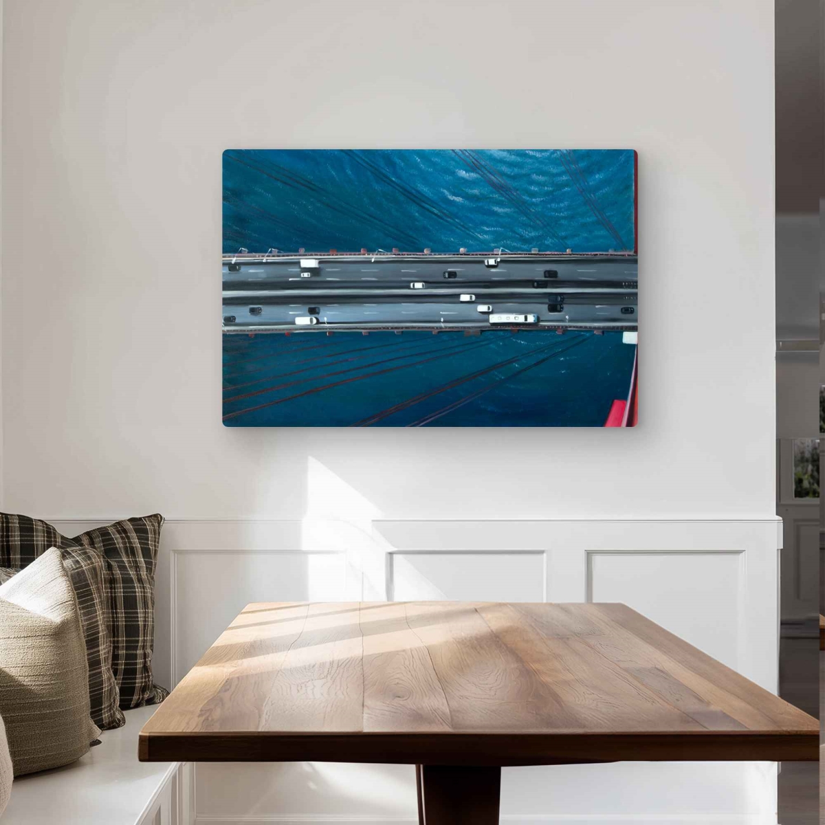 C1MP243670L3IF 24 x 36 in. Overhead View of Traffic on the Golden Gate Wall Art - Metal Print