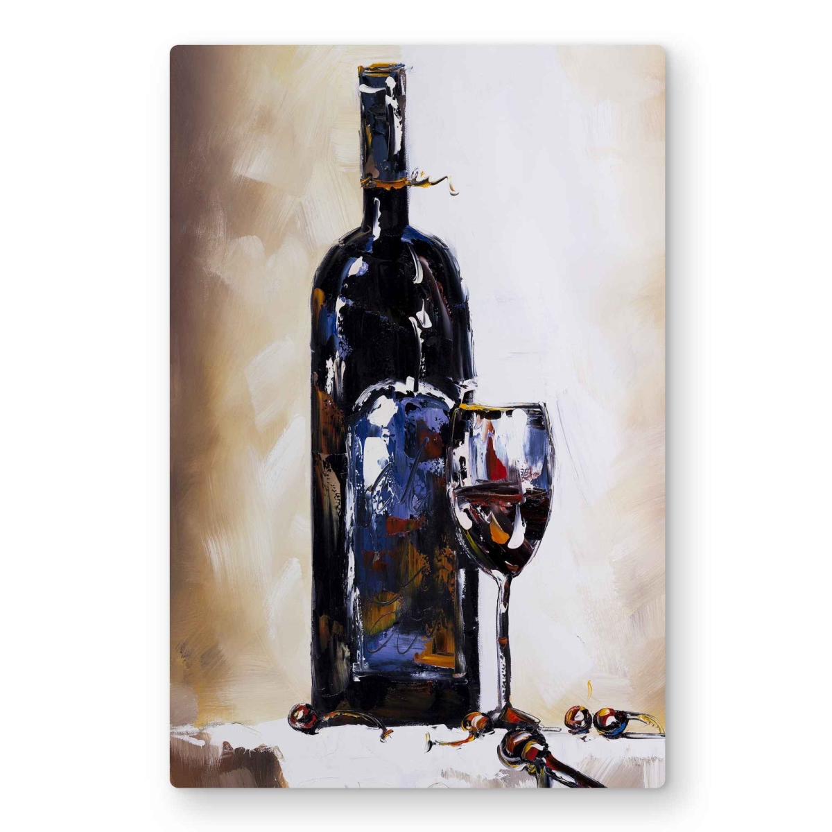C1MP24363KYV7W 24 x 36 in. Bottle & Glass of Red Wine Wall Art - Still Life Metal Print Decor