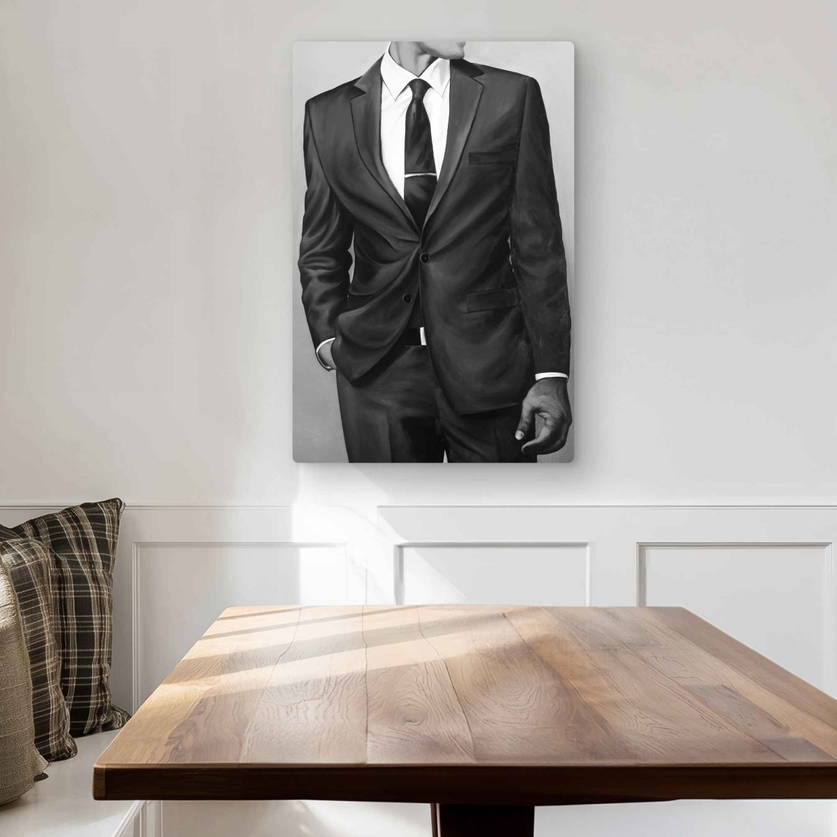 C1MP20303Y2LZ2 20 x 30 in. Man In A Great Costume Wall Art - Black & White Metal Print Decor