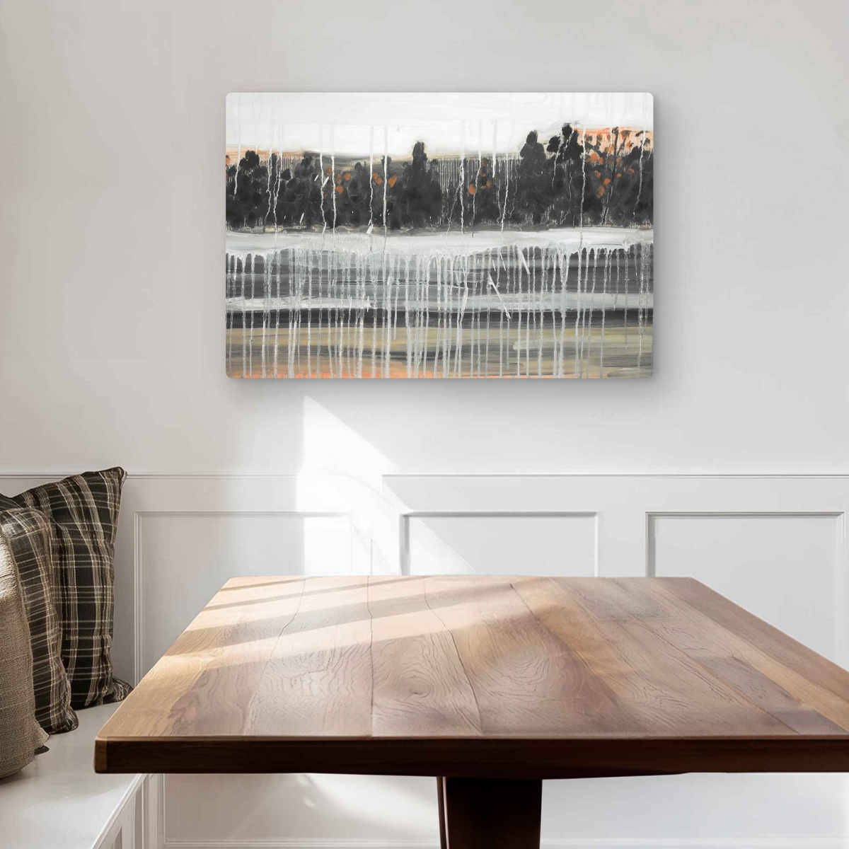 C1MP203041HEV0 20 x 30 in. Rainy Fall Landscape - Trees Gray Metal Print Wall Art for Home Decor