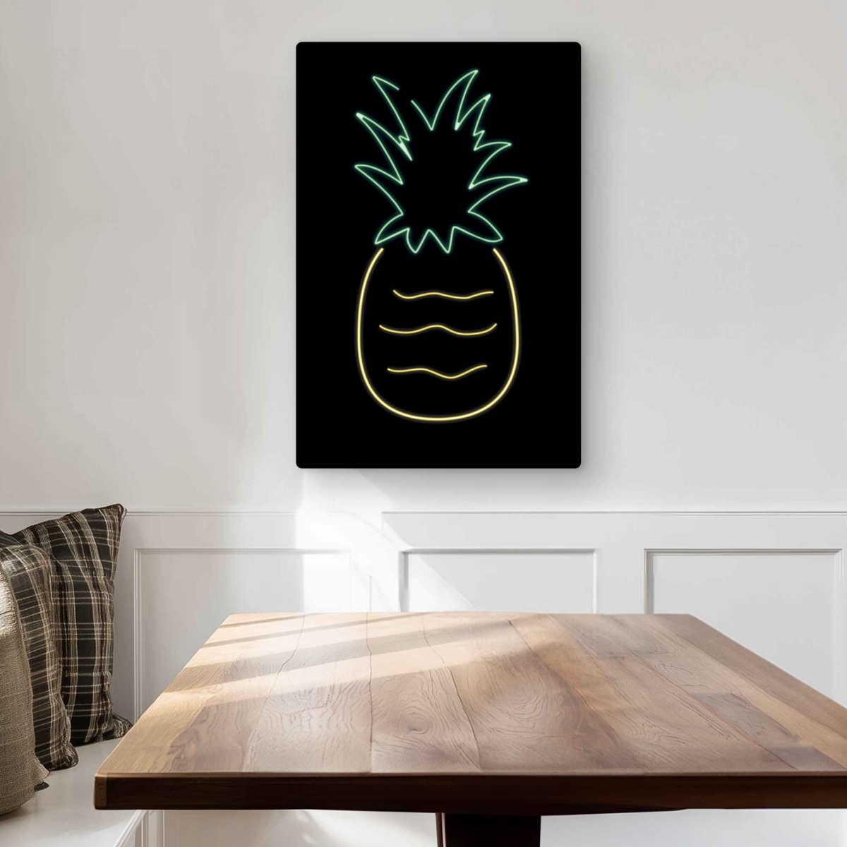 C1MP2030AKR82O 20 x 30 in. Neon Pineapple - Yellow Metal Print Wall Art - Stylish Art