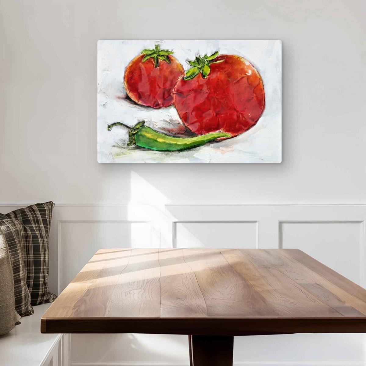 C1MP2030APH729 20 x 30 in. Tomatoes with Jalapeno Wall Art - Green Contemporary Metal Print