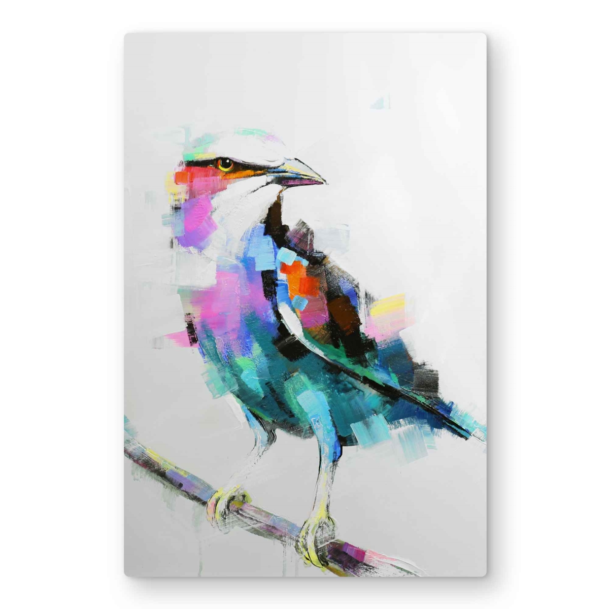 C1MP20307QIMAZ 20 x 30 in. Colorful Abstract Bird On Branch Wall Art - Turquoise Metal Print