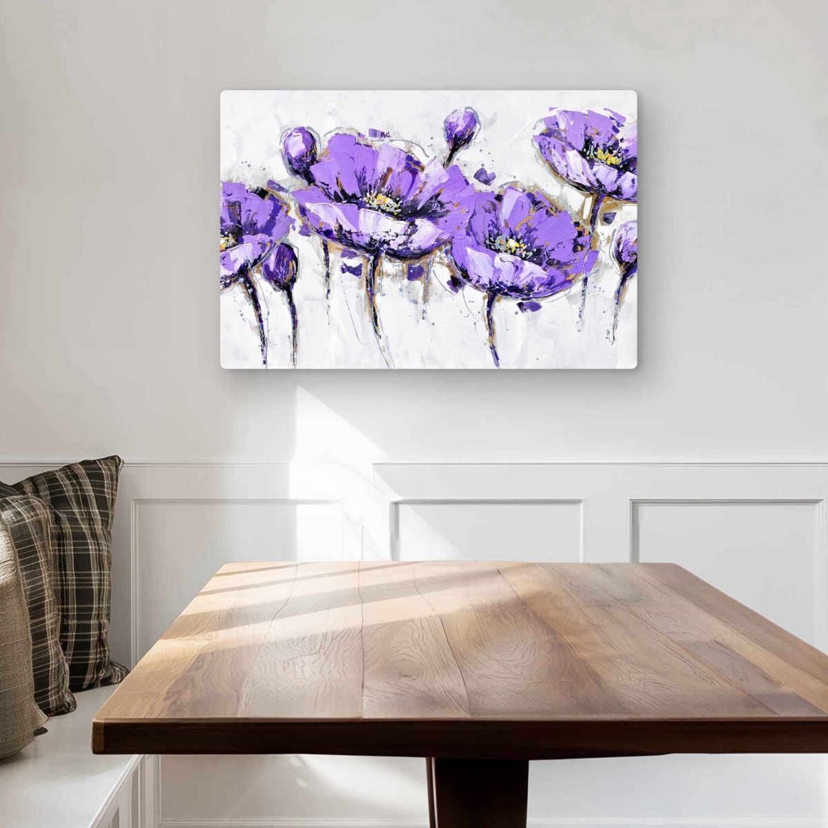 C1MP2030C4EHFB 20 x 30 in. Abstract Purple Flowers Wall Art - Botanical Metal Print