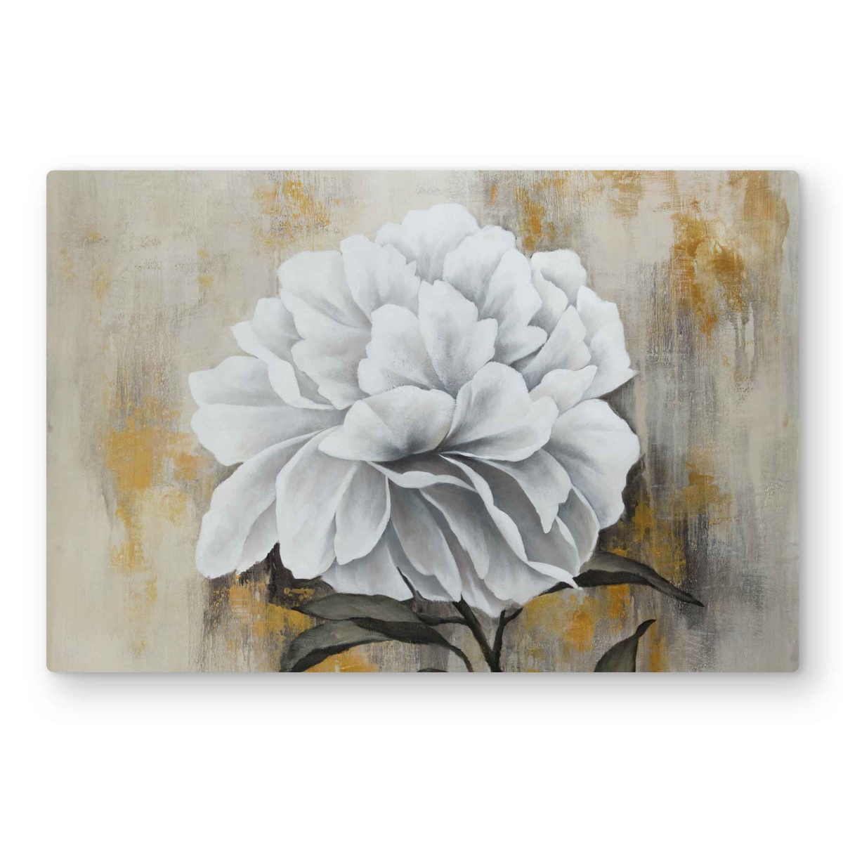 C1MP2030ERJ9V7 20 x 30 in. White Peony Botanical Beige Metal Print Wall Art for Home Decor