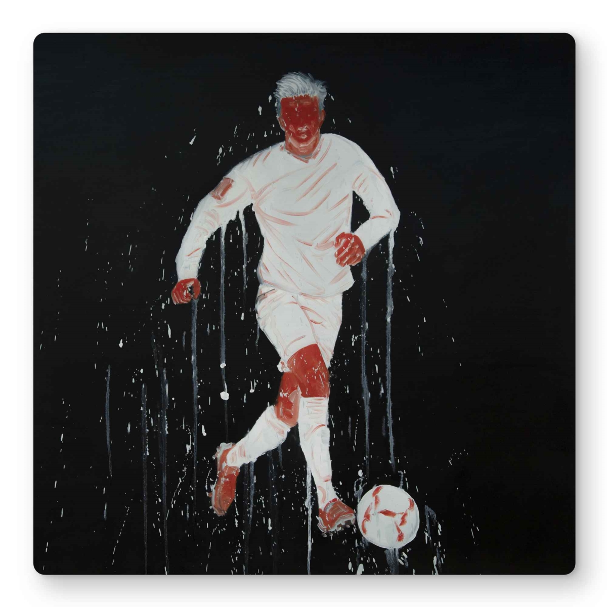 C1MP1616HDP1LX 16 x 16 in. Soccer Player Red Metal Print Wall Art - Man Cave Home Decor