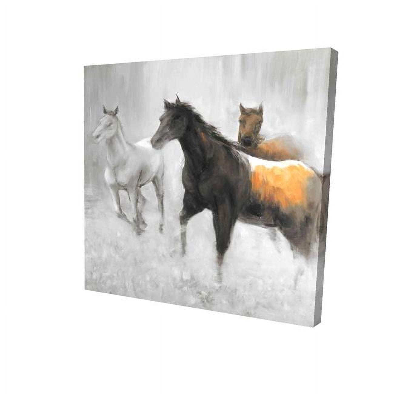 8 x 8 in. Abstract Herd of Horses-Print on Canvas