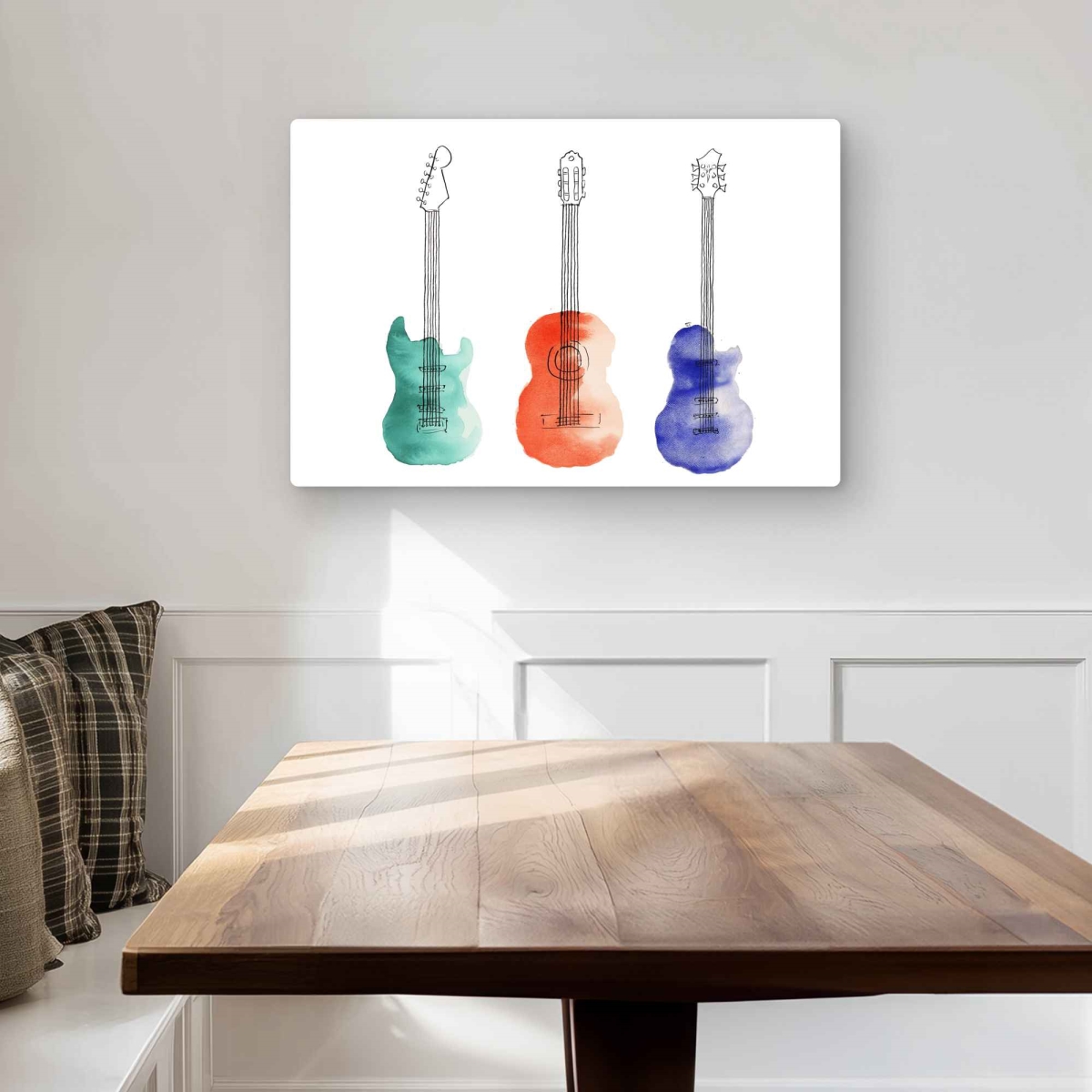C1MP2030K69ZDP 20 x 30 in. Three Guitars Metal Print Wall Art - Man Cave Home Decor Art