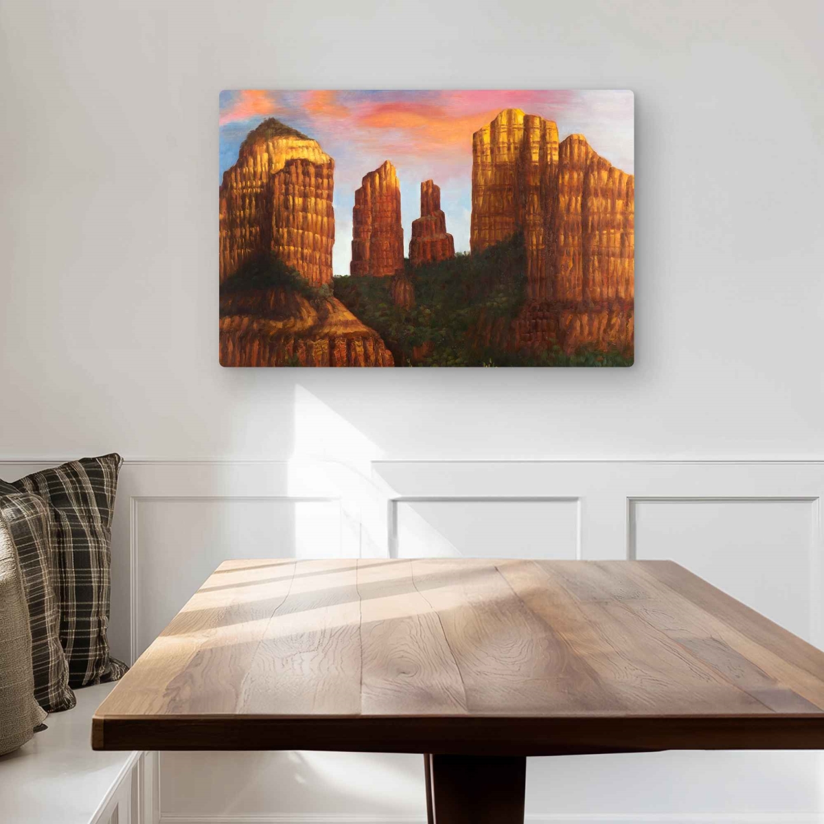 C1MP2030KGDK3V 20 x 30 in. Cathedral Rock In Arizona Wall Art - Modern Orange Metal Print Decor