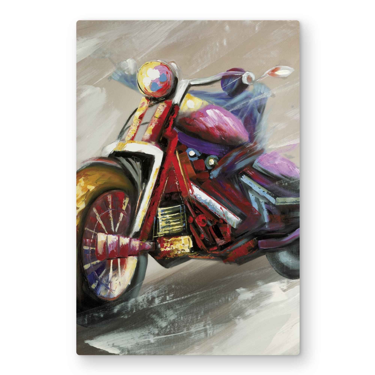 C1MP2030KME3TE 20 x 30 in. Abstract Motorcycle Wall Art - Beige Living Room Metal Print Decor